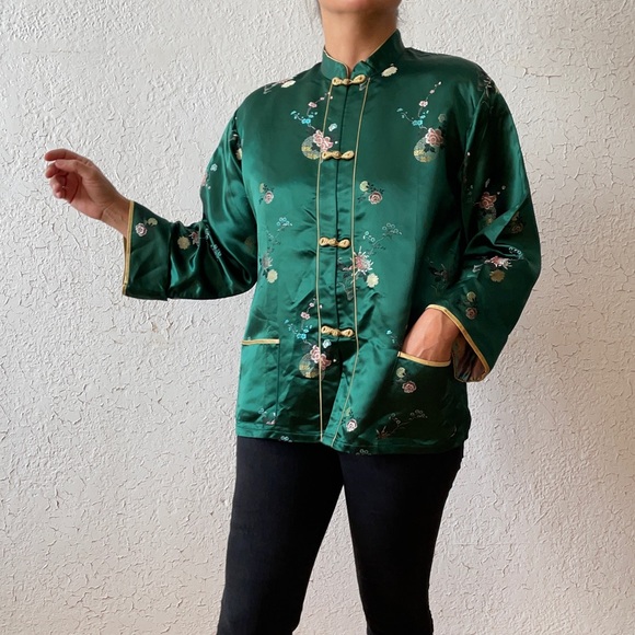 Chinese Style Satin Long Sleeve Shirt SZ 40 - Picture 2 of 10